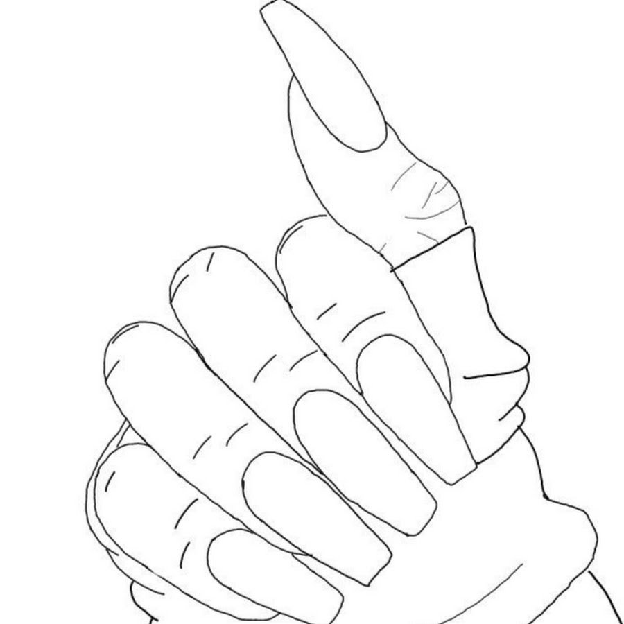 Раскраска рука с ногтями