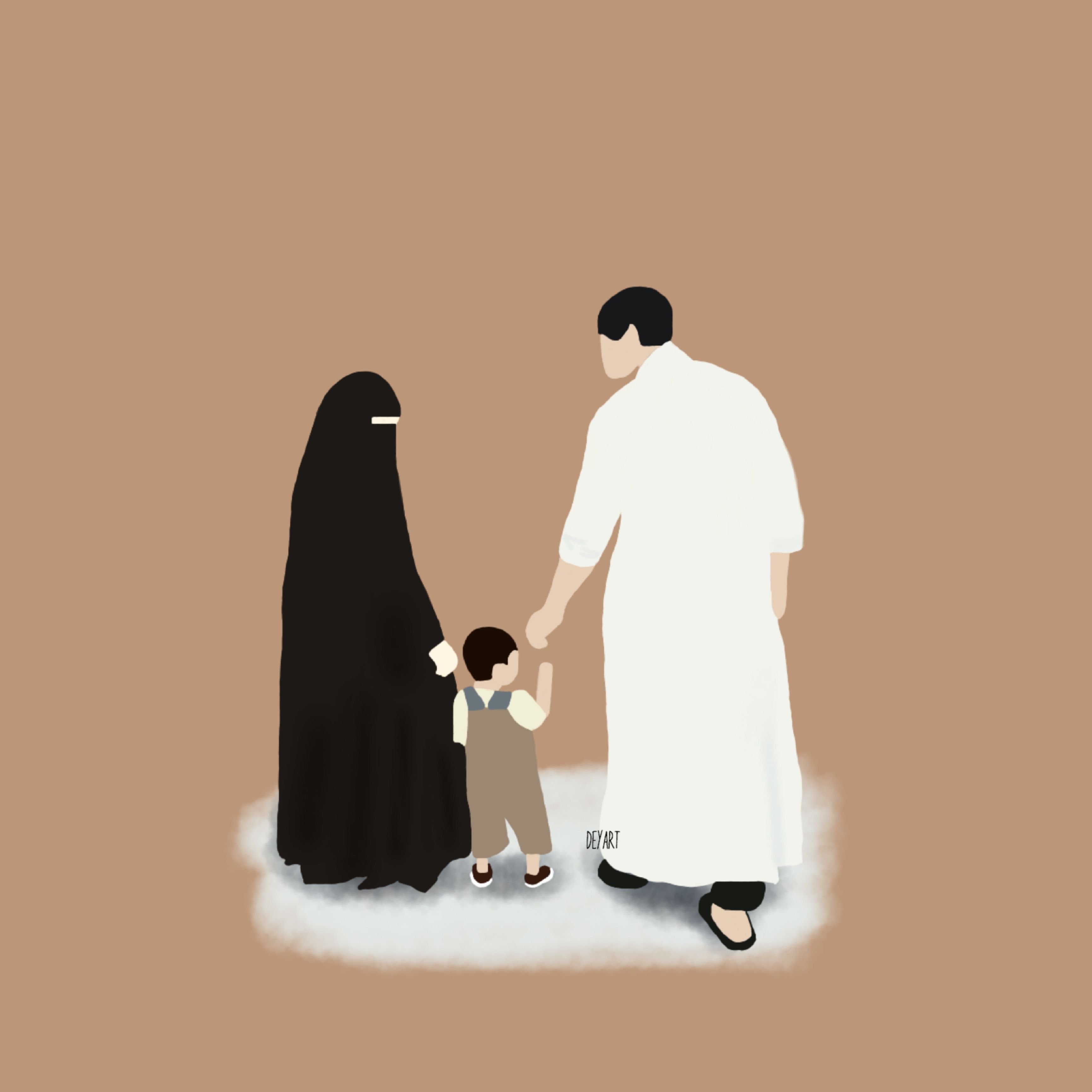 Дети мужа в исламе. Мусульманская семья. Мусульманская пара с ребенком. Исламские рисунки.
