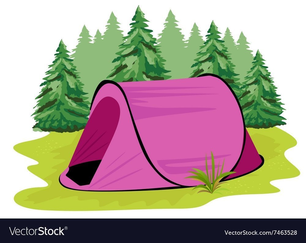 Мультяшный лес с палатками