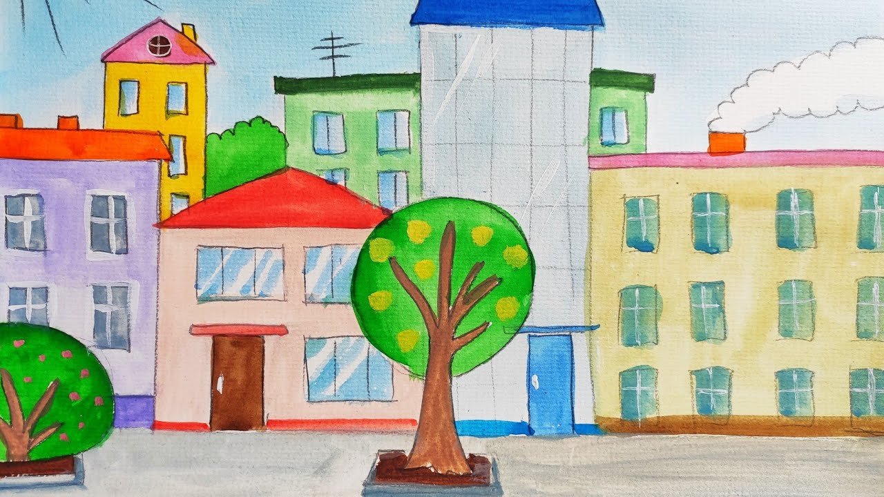 Рисунок города кемерово. Город рисунок для детей. Рисование городских домов для детей. Рисование город для детей. Рисование мой город.