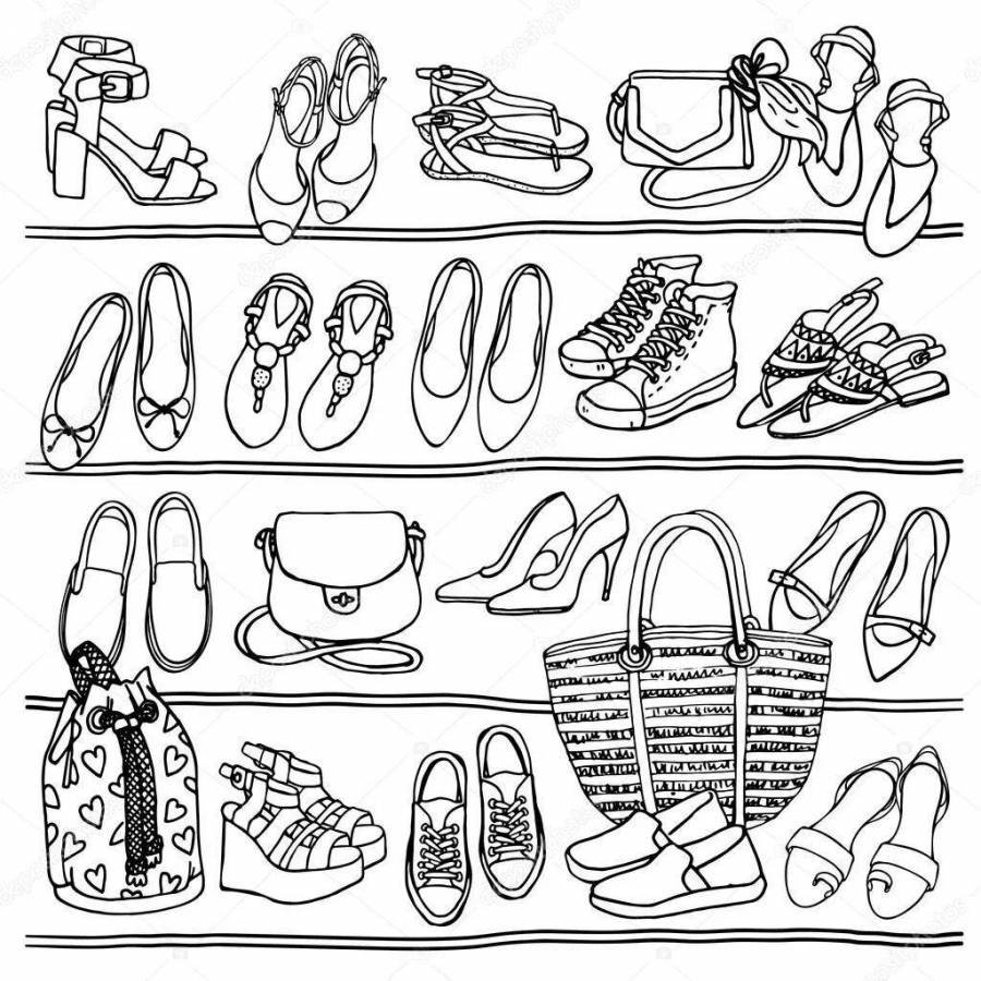 Обувь на полочке иллюстрация