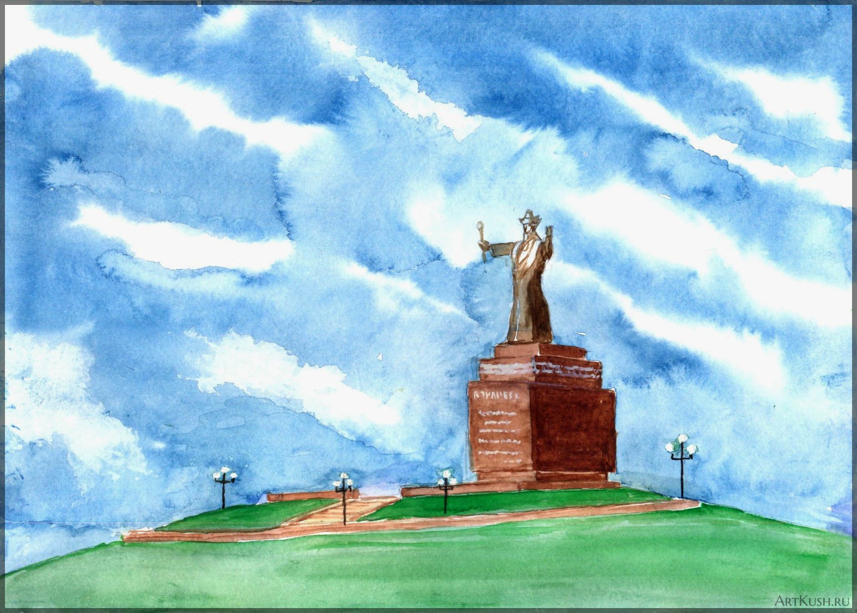 Нарисовать памятник россии. Монумент Байдибек би Шымкент. Шымкент памятник Байдибек би. Монумент рисунок. Памятник рисунок.
