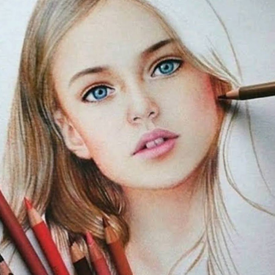 Детский портрет цветными карандашами