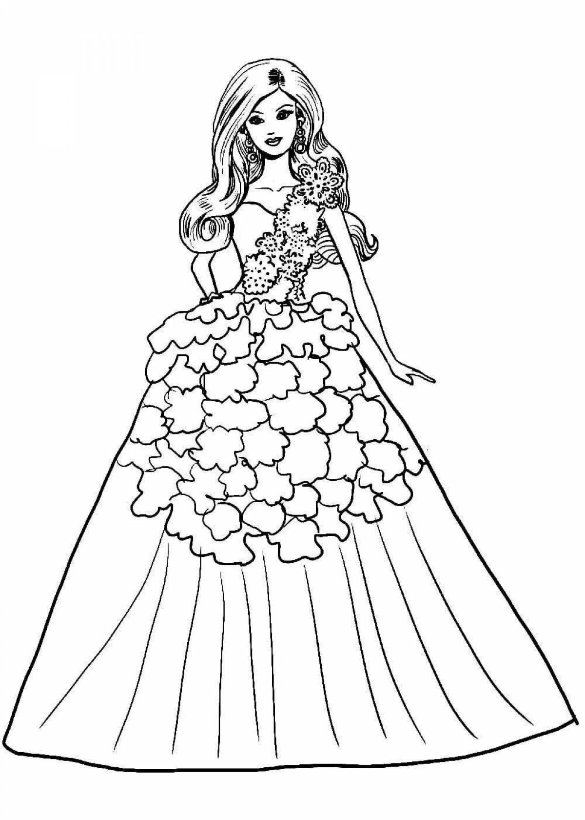 Раскраска красивого платья. Разукрашки Барби принцесса. Раскраска платье. Раскраска кукла Барби. Раскраска девушка в платье.