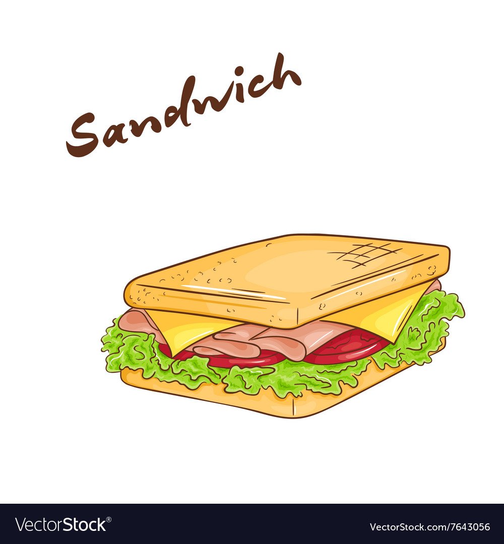 Закусочный бутерброд нарисованный