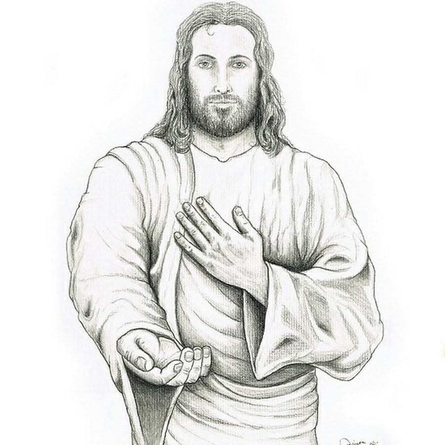 Иисус контурный рисунок
