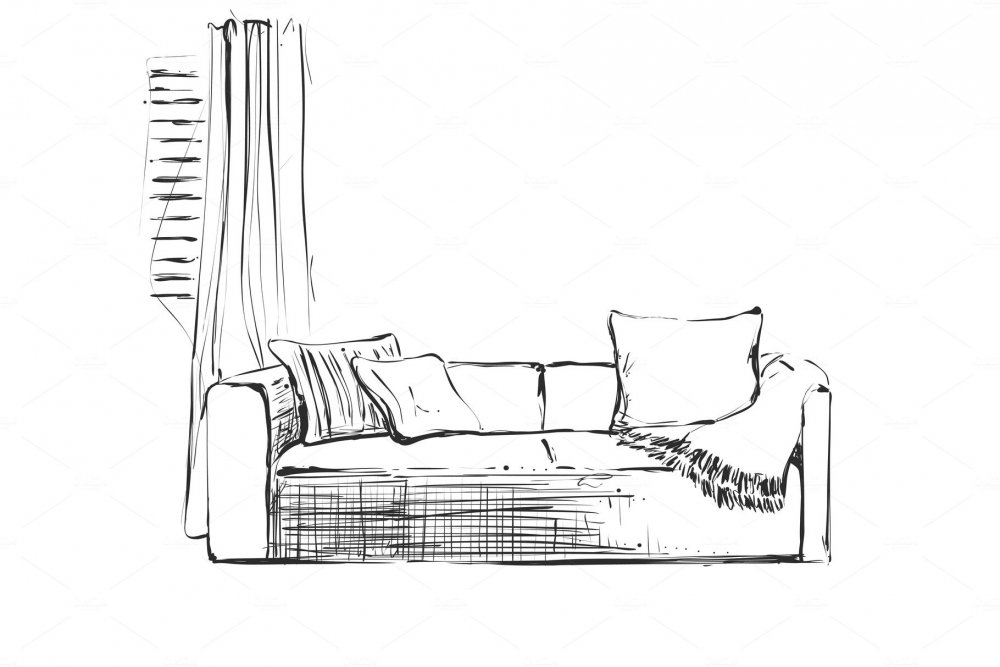Векторное изображение мебель и предметы интерьера