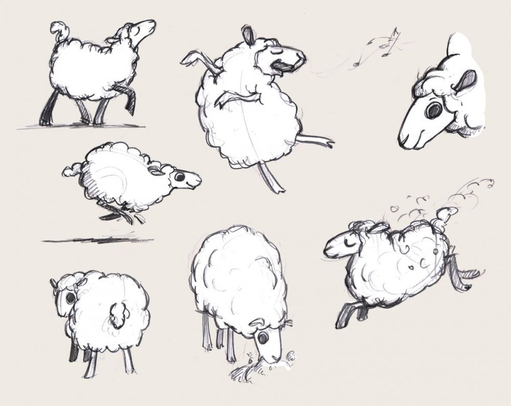Овца рисунок эскиз
