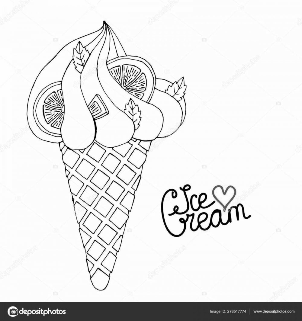 Раскраска мороженое Единорог