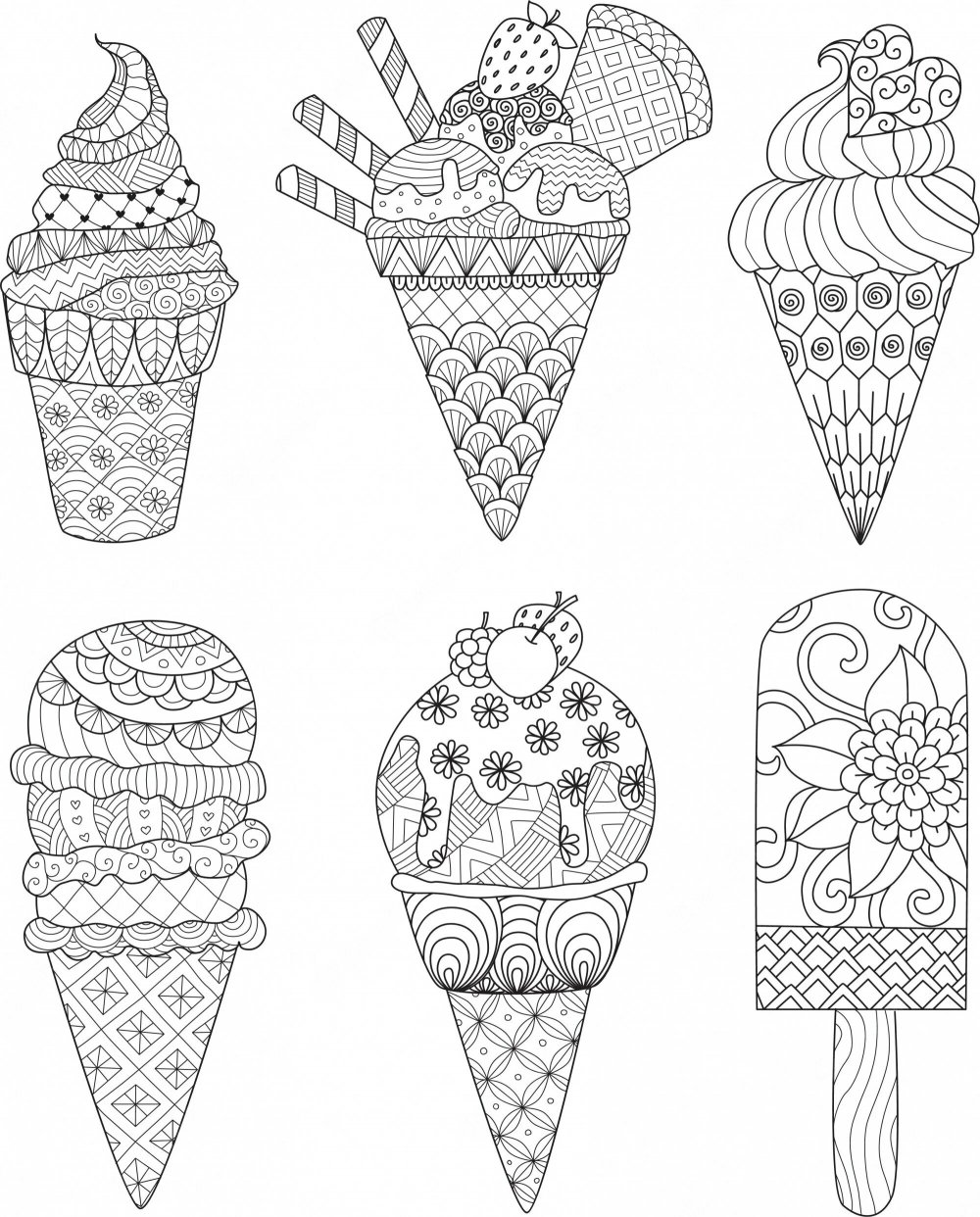 Мороженое раскраска для детей