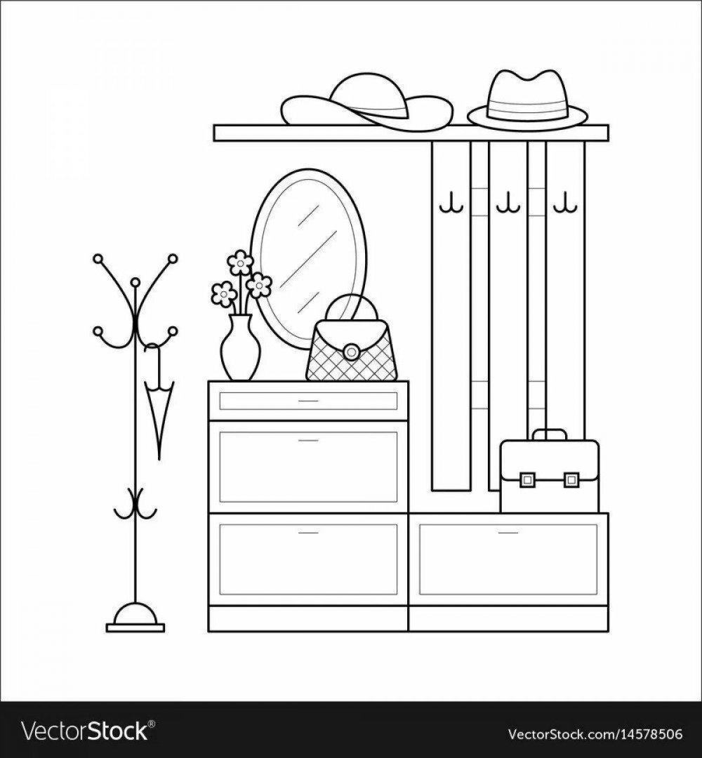 Cupboard Clipart Black and White