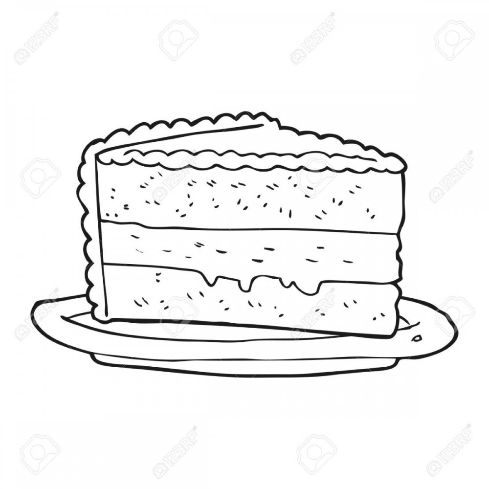 Кусок торта на тарелке вектор раскраска