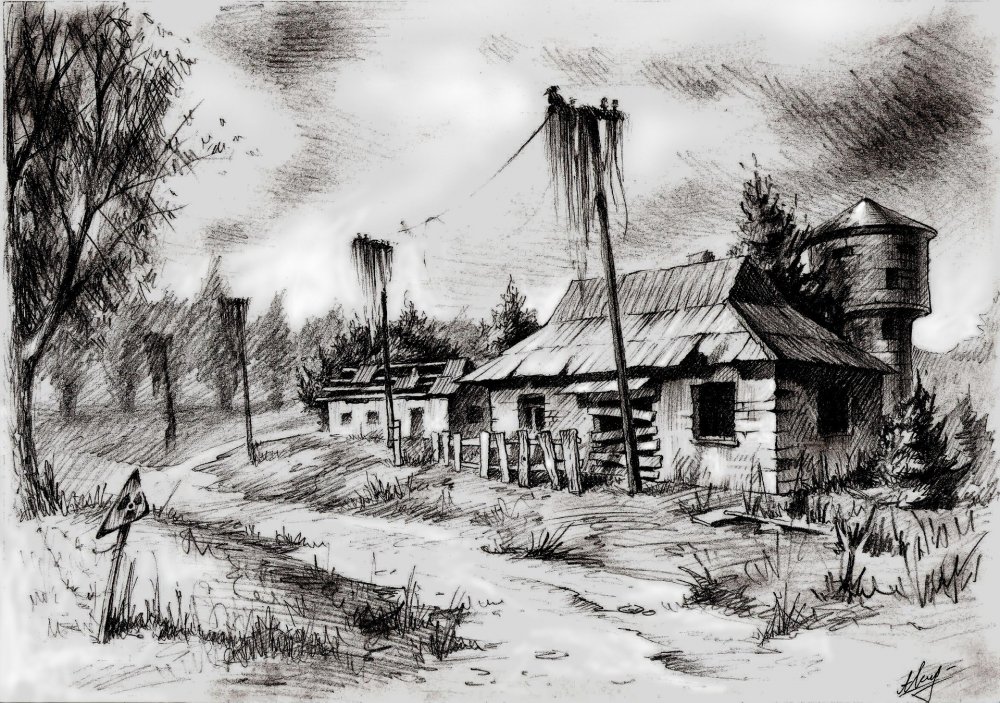 АЭС Чернобыль рисунок карандашом