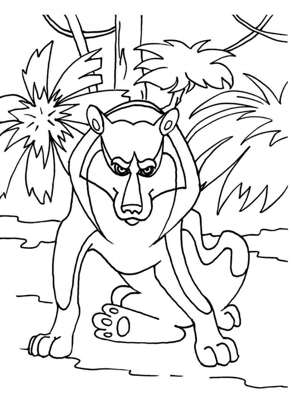 Раскраска Маугли и животных для детей