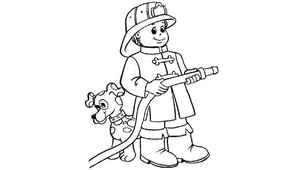 Пожарник раскраска