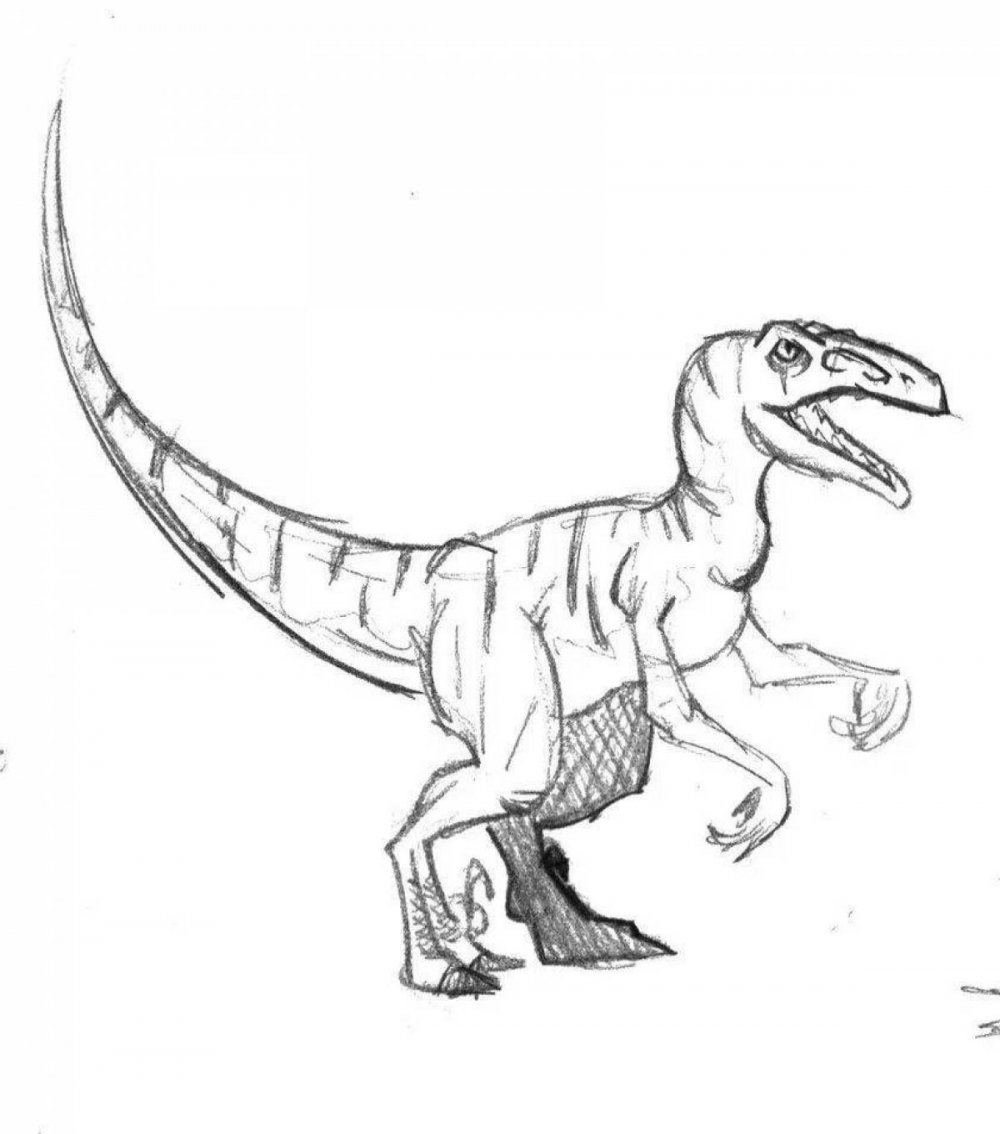 Раптор динозавр рисунок карандашом