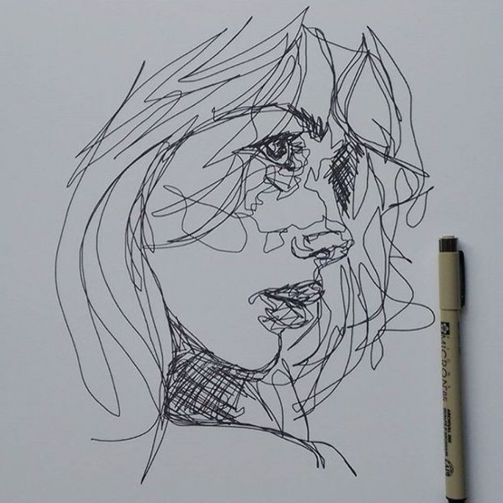 Портрет гелевой ручкой