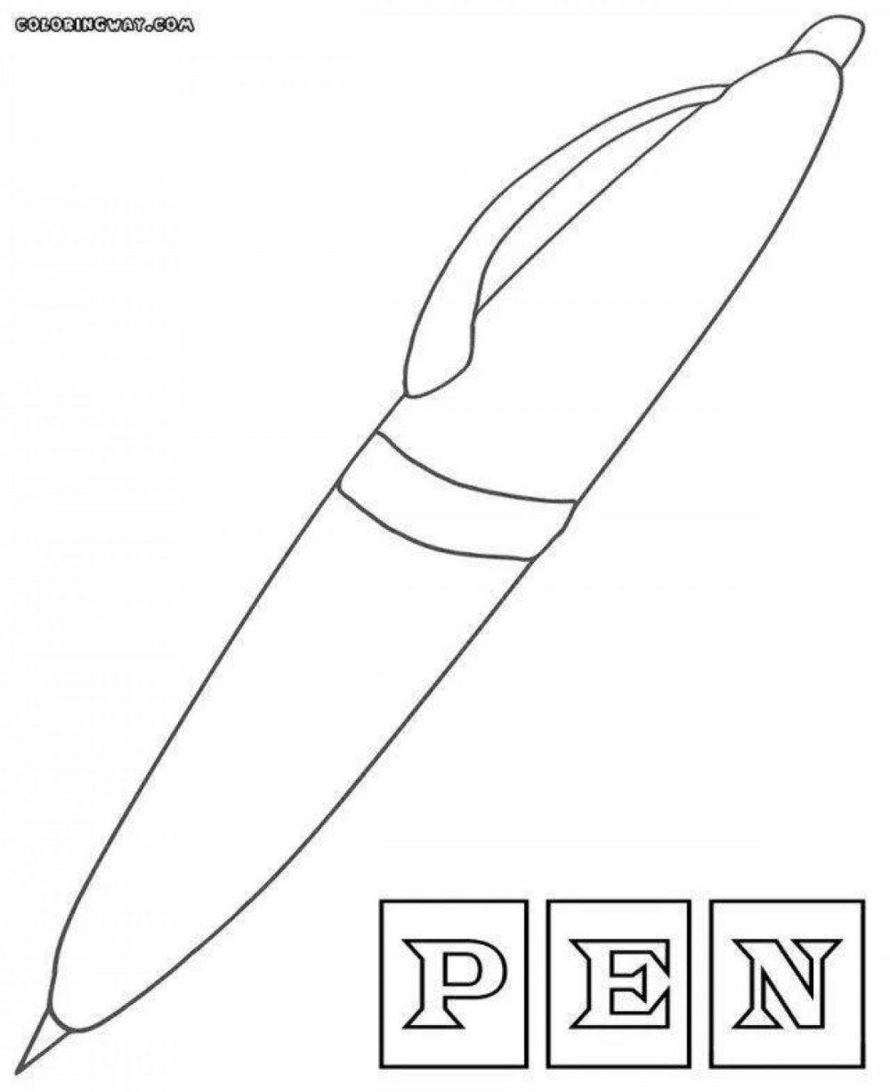 Перьевая ручка сбоку контур
