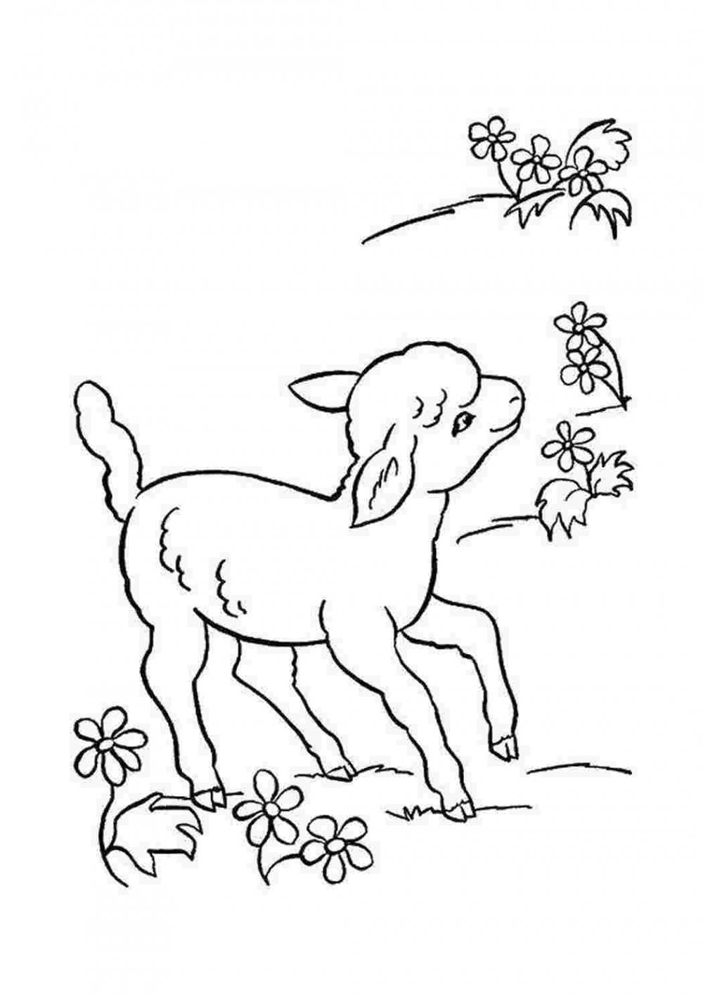 Раскраска коза с козлятами