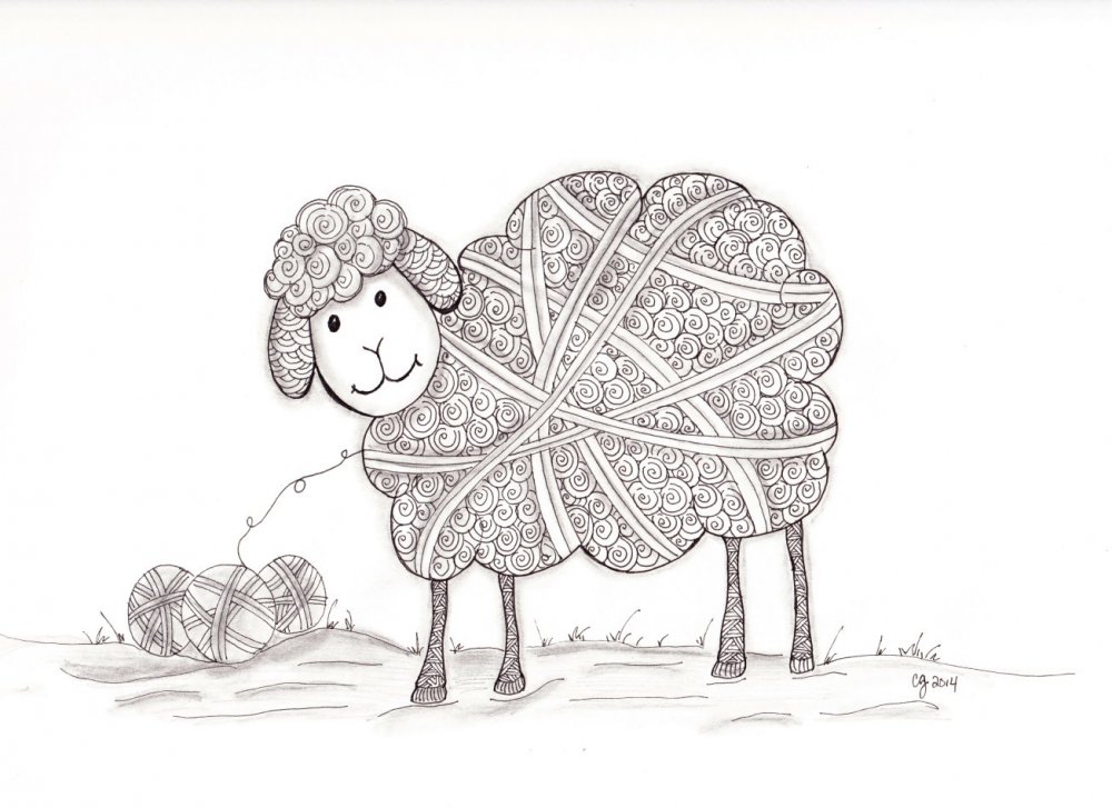 Овца раскраска для детей