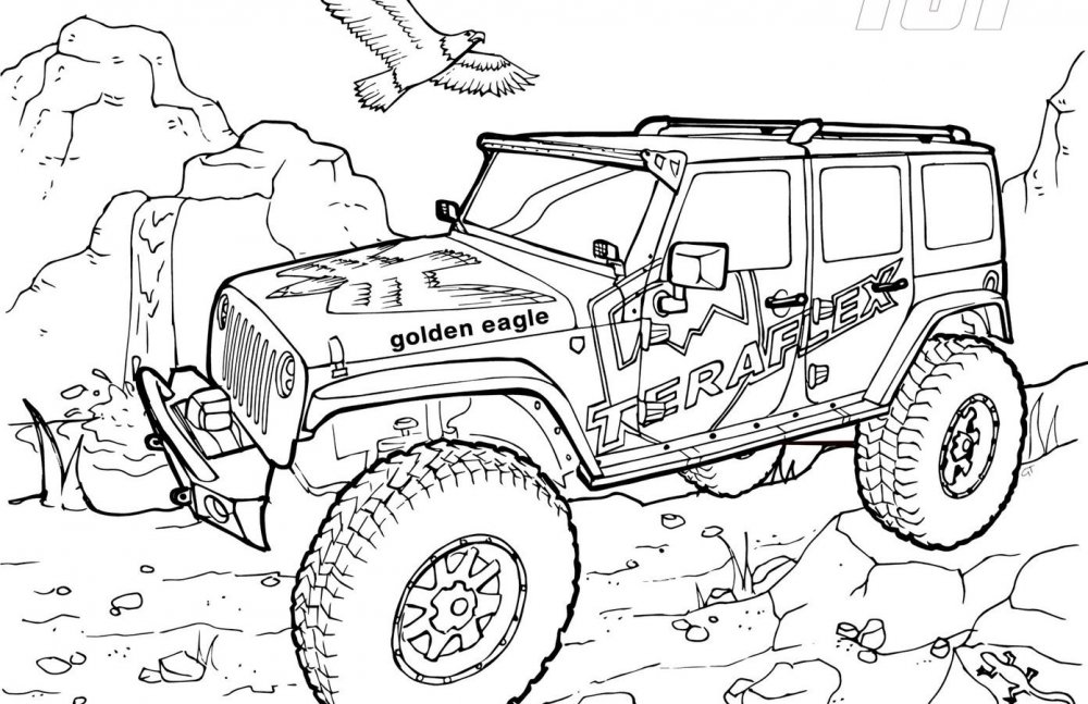 Раскраска Jeep Wrangler Rubicon