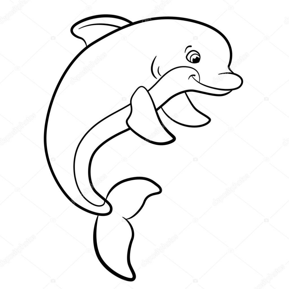 Дельфины раскраска для детей