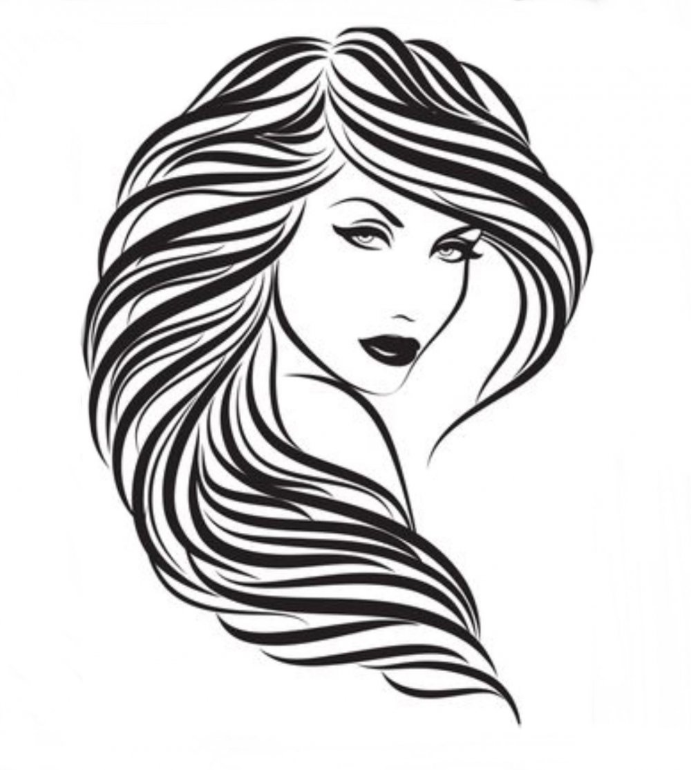 Контур женского лица с длинными волосами