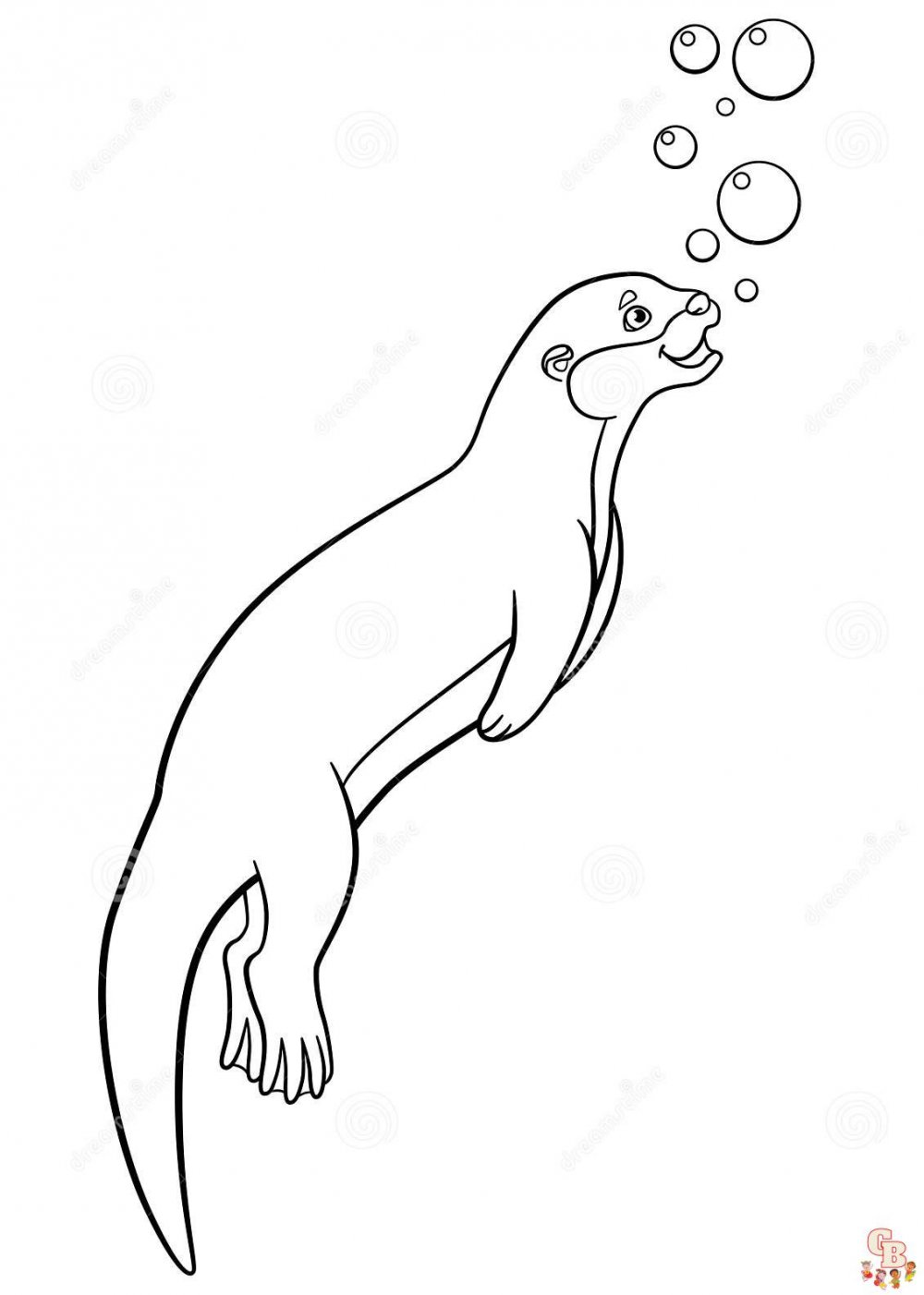 Cartoon Otter line Art