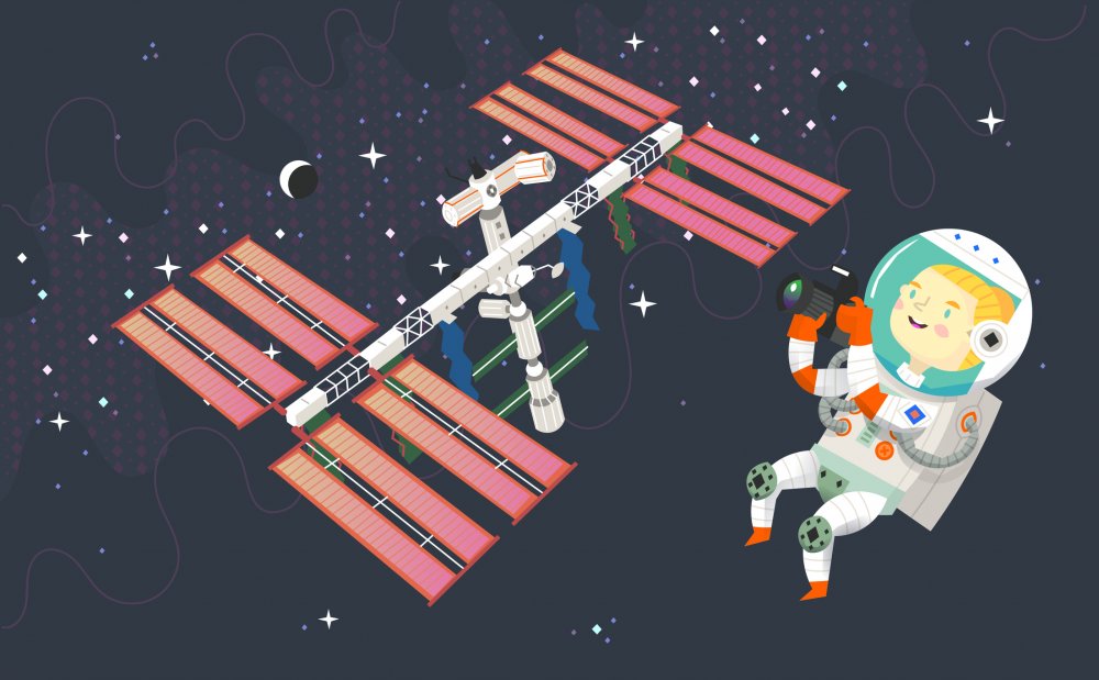 Космическая станция в космосе рисунок