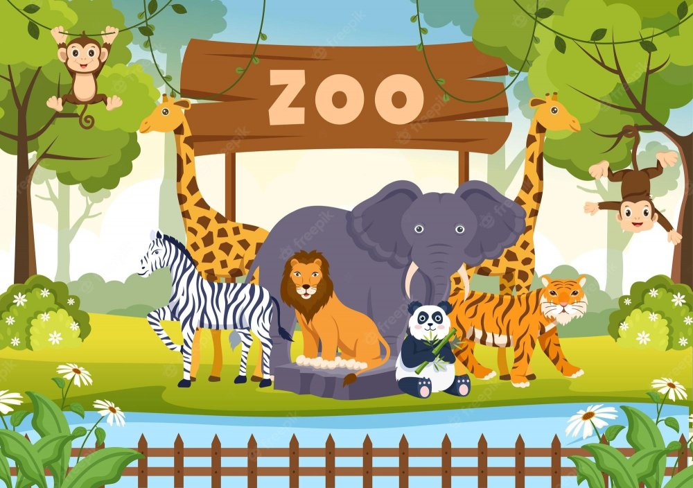 Семья в зоопарке вектор