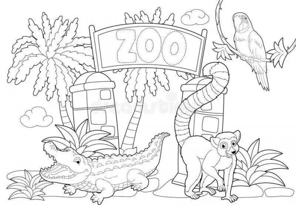 Зоопарк раскраска для детей