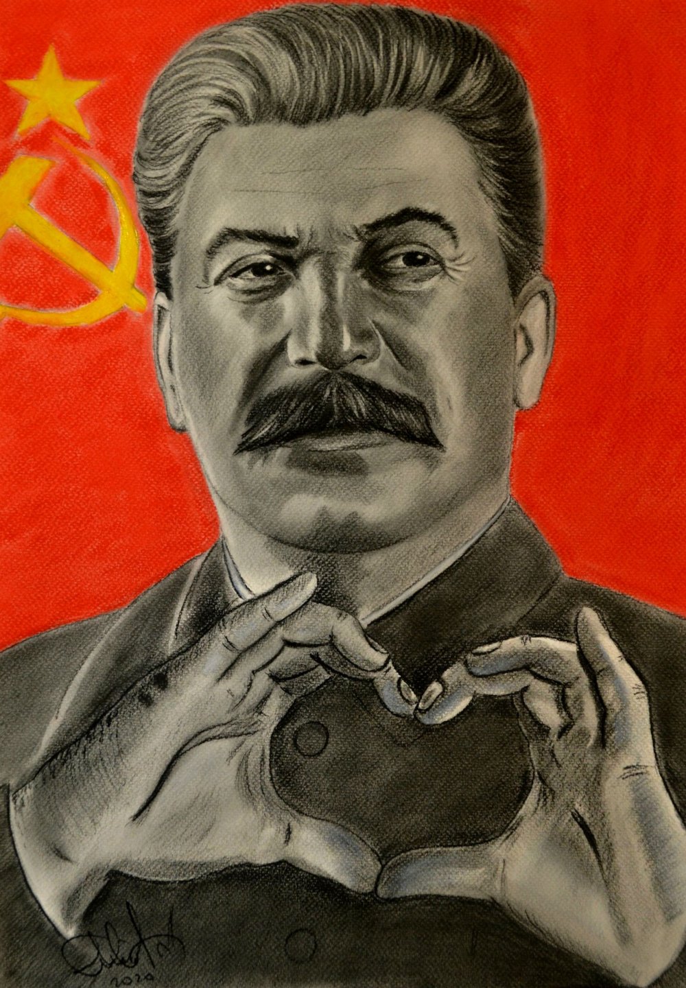 Сталин Иосиф Виссарионович показывает сердечко