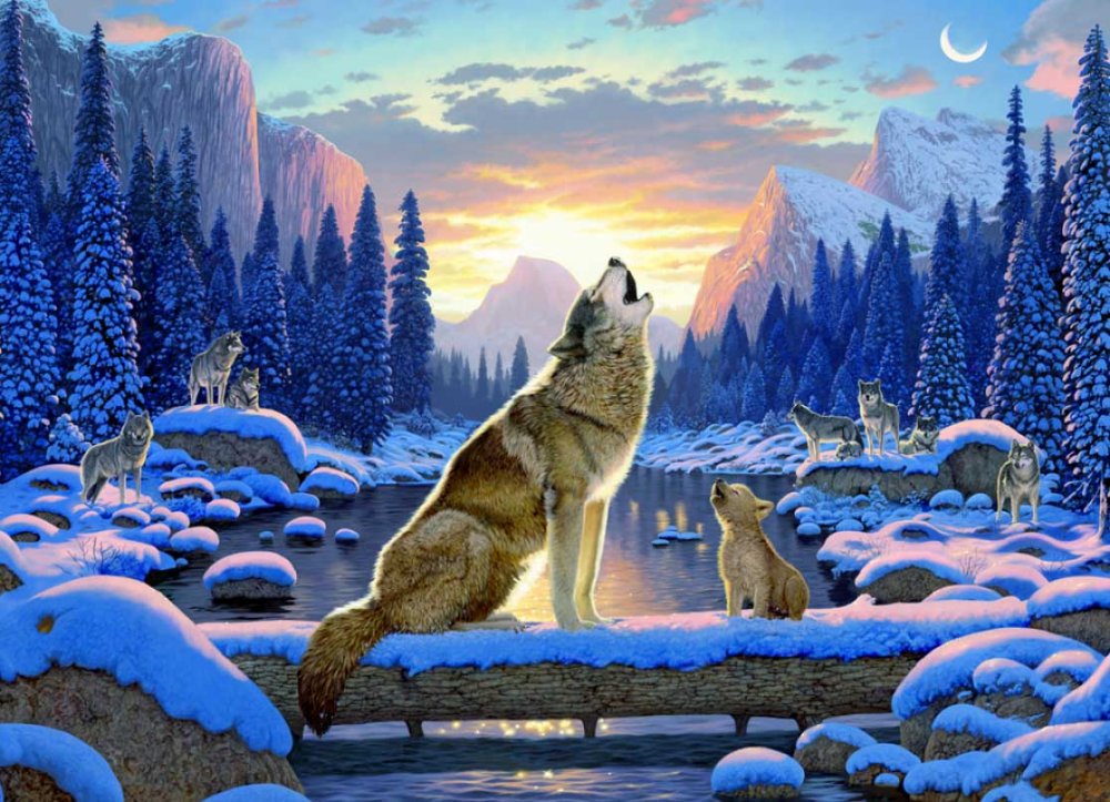 Волчица с волчатами рисунок карандашом