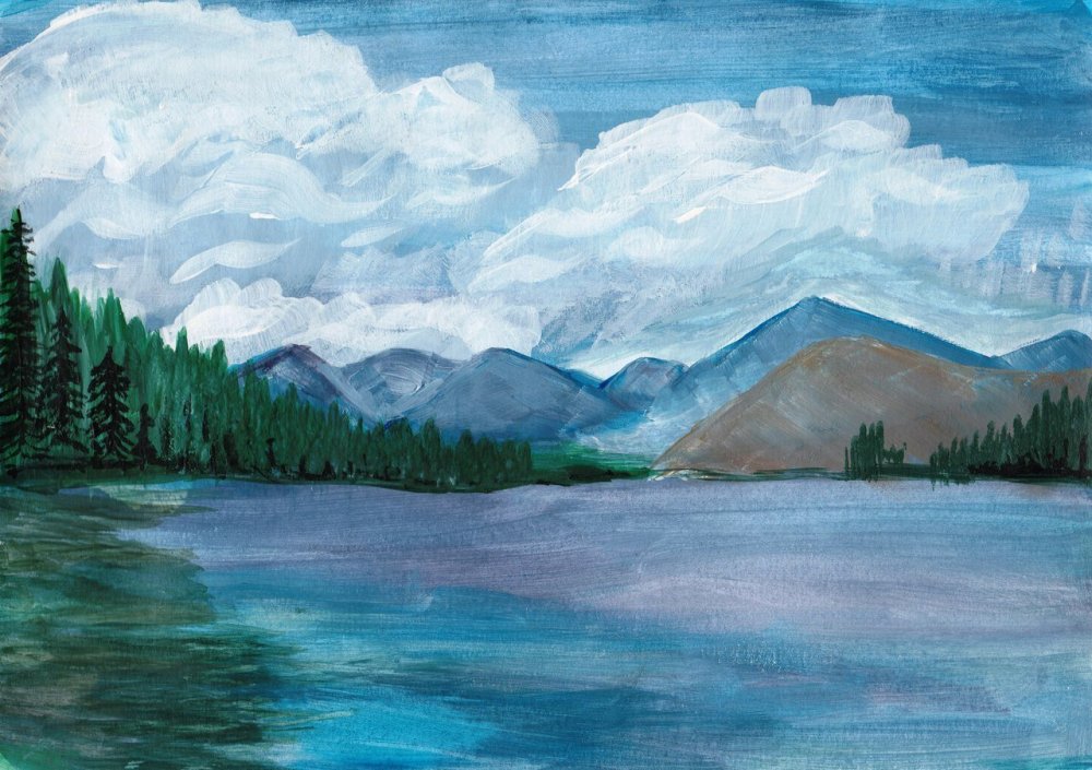 Детский рисунок озеро Байкал