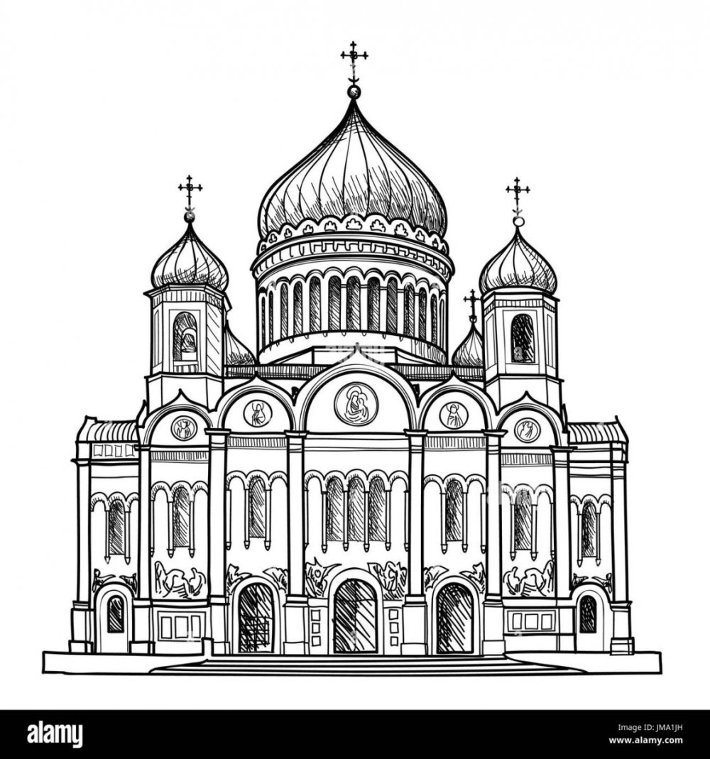 Храм Василия Блаженного Москва рисунок