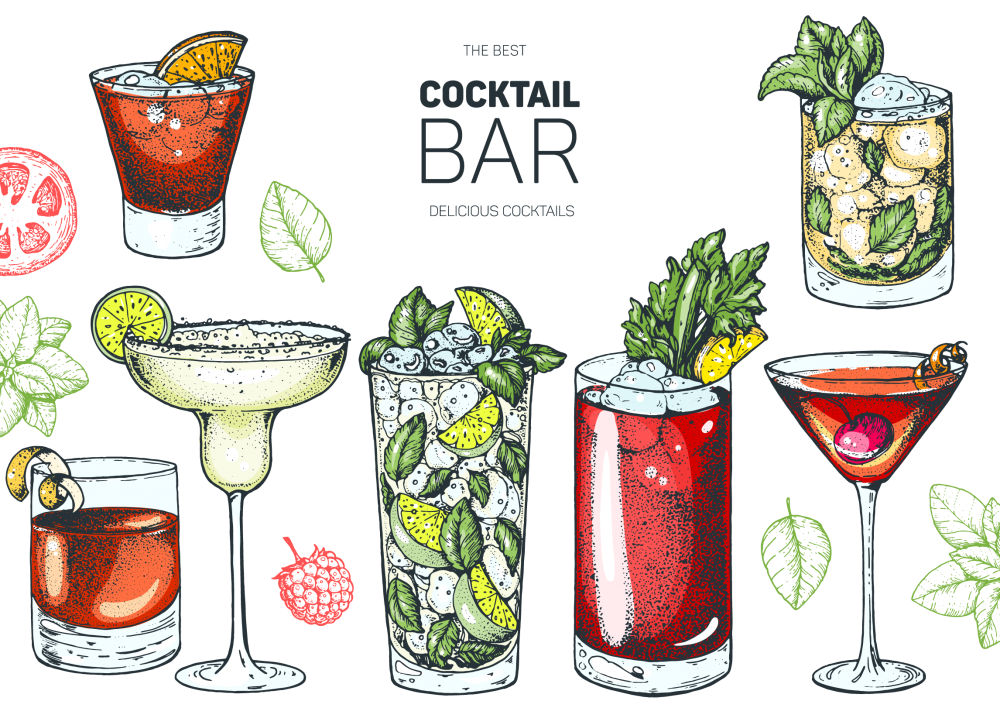 Рисунок коктейля с разными вкусами