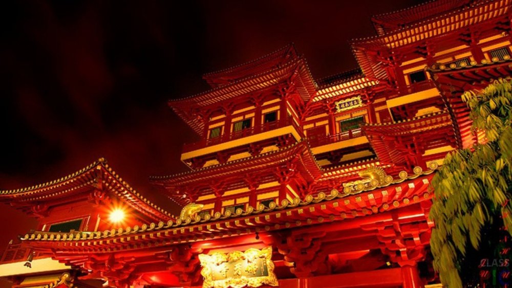 Ночной буддийский храм Китай