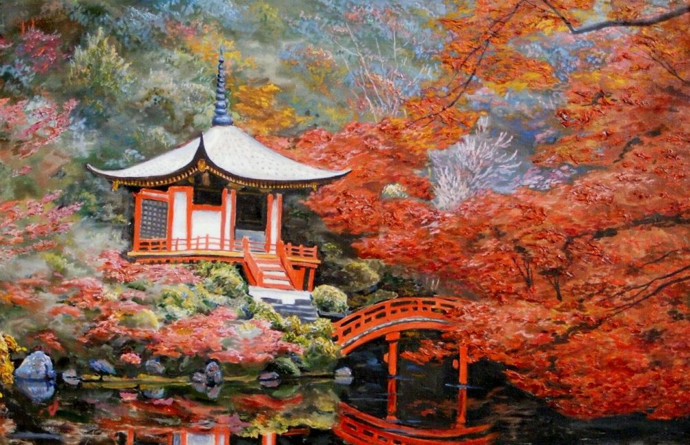 Японская живопись пагода