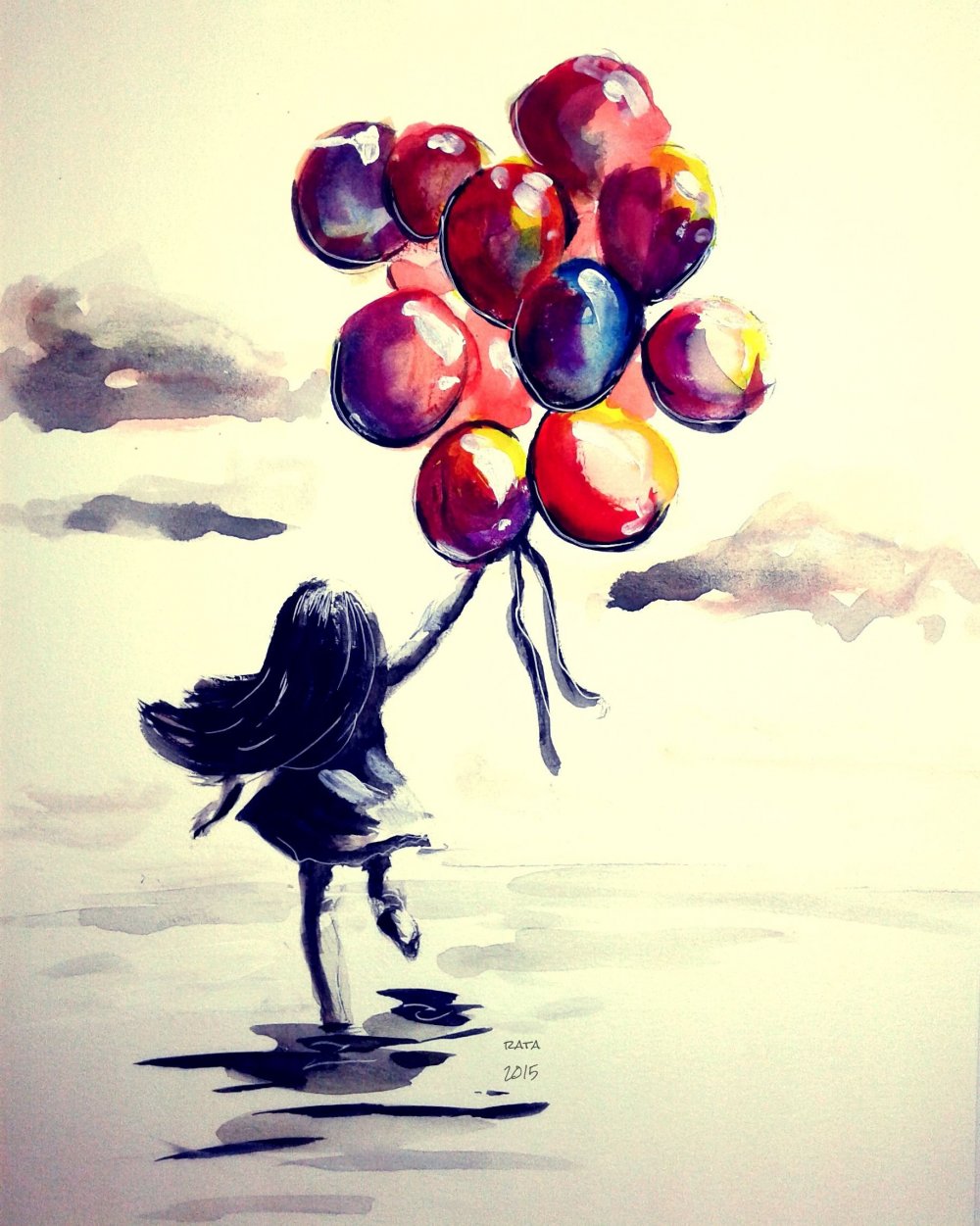 Мультяшная девочка с шариками