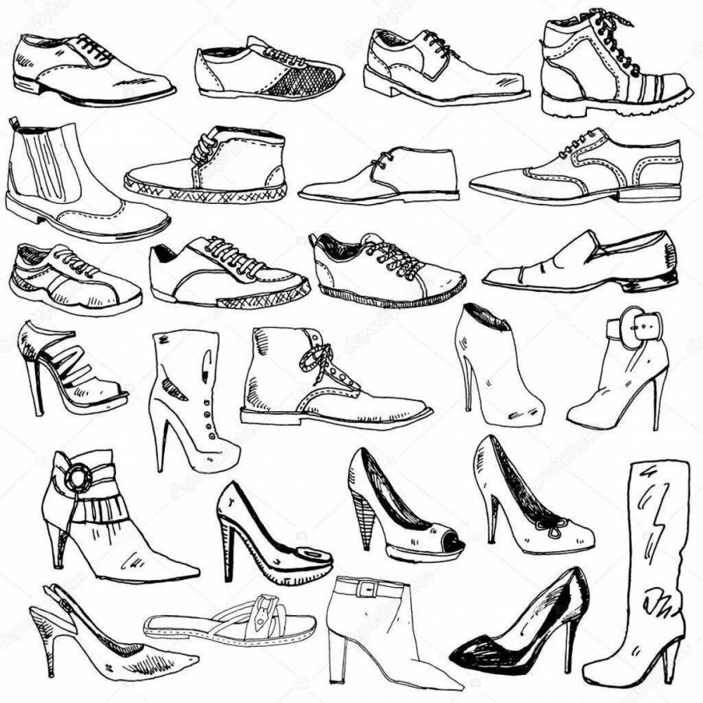 Рисунки различной обуви