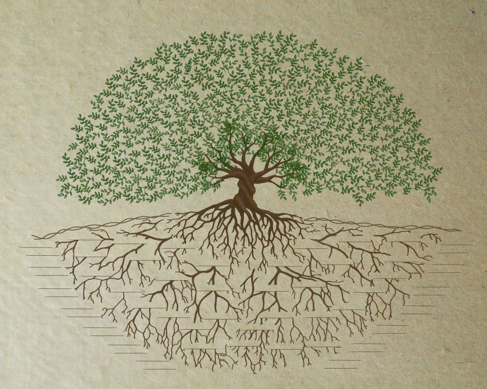 Стилизованное дерево с корнями
