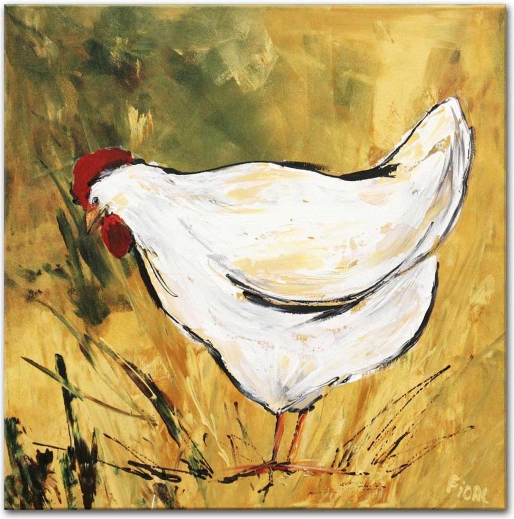 Курица белая живопись