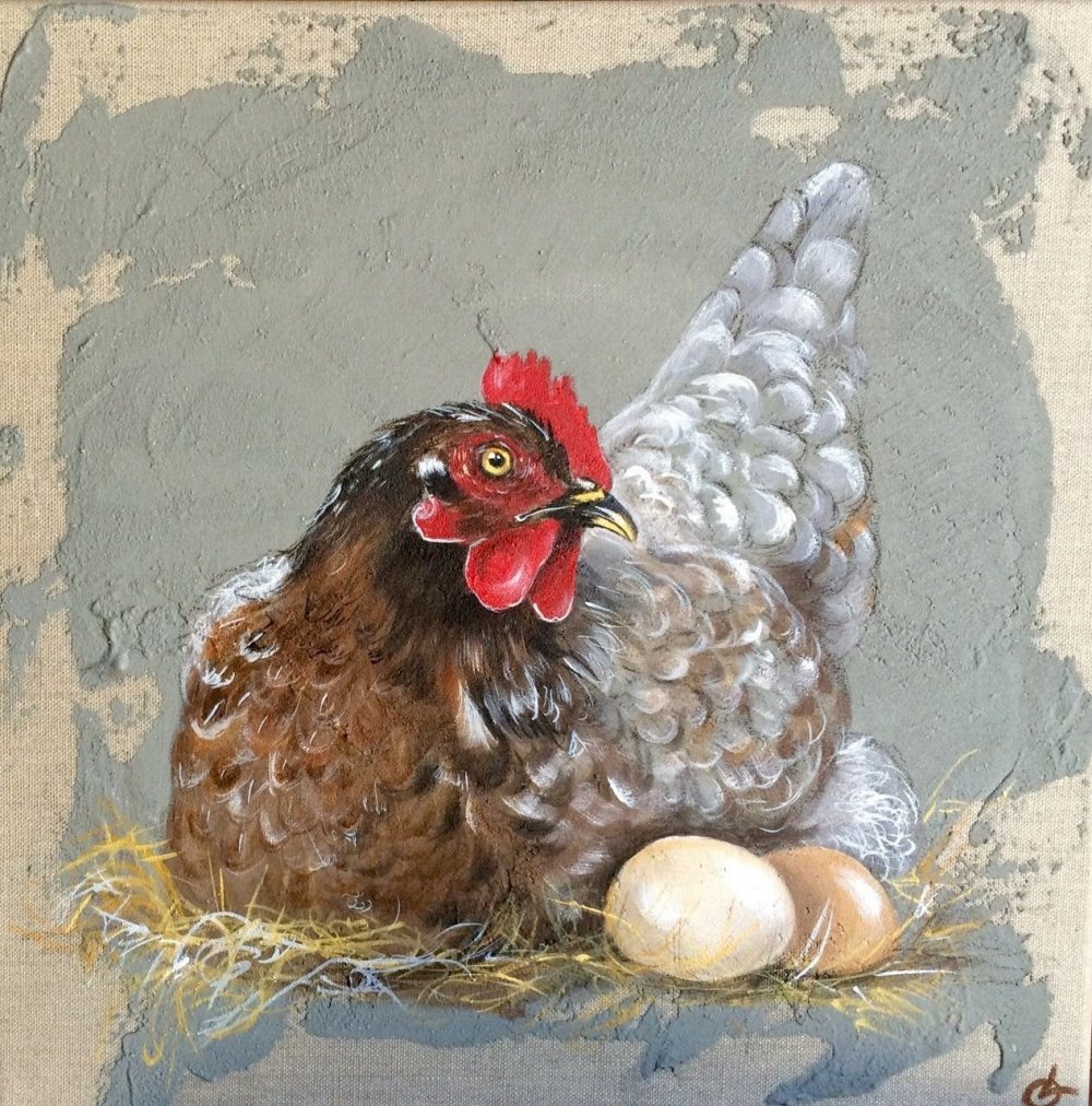 Курица яйцо живопись