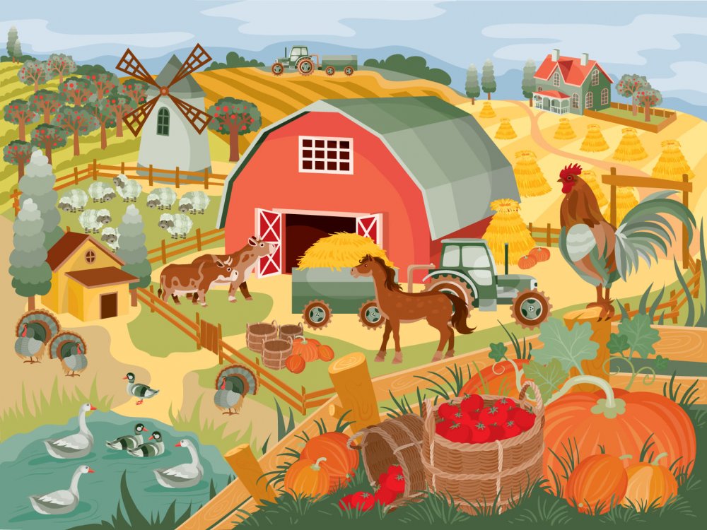 Фермерский домик иллюстрация