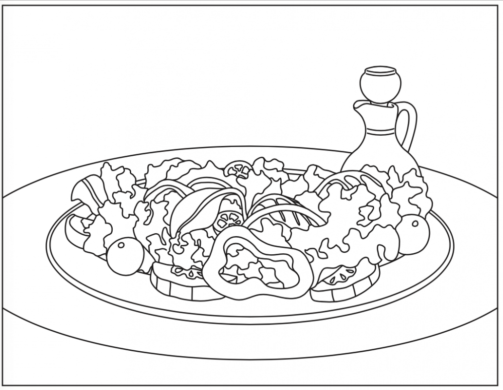 Тарелка с салатом вектор