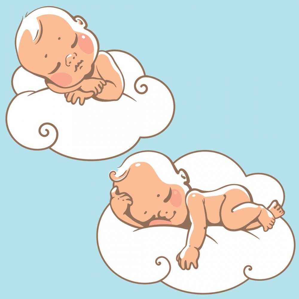 Рисунок новорожденный на облачке