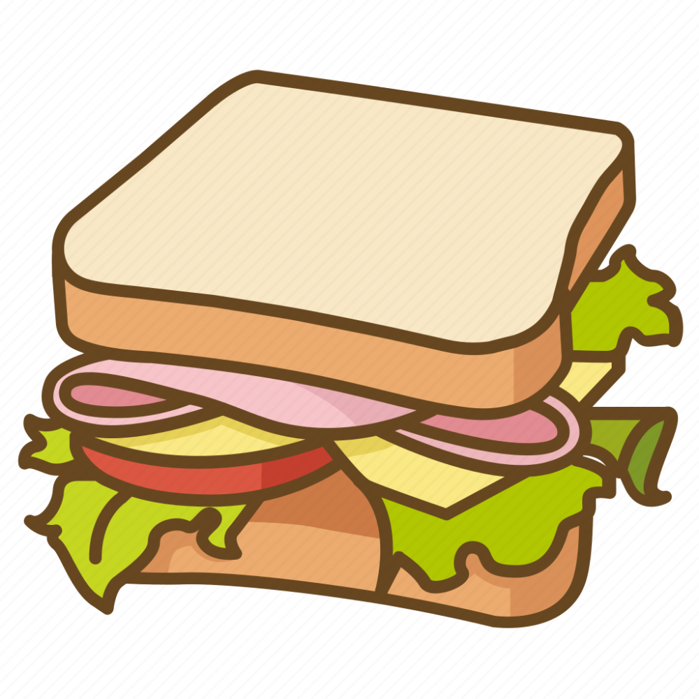 Бутерброд на белом фоне нарисованный