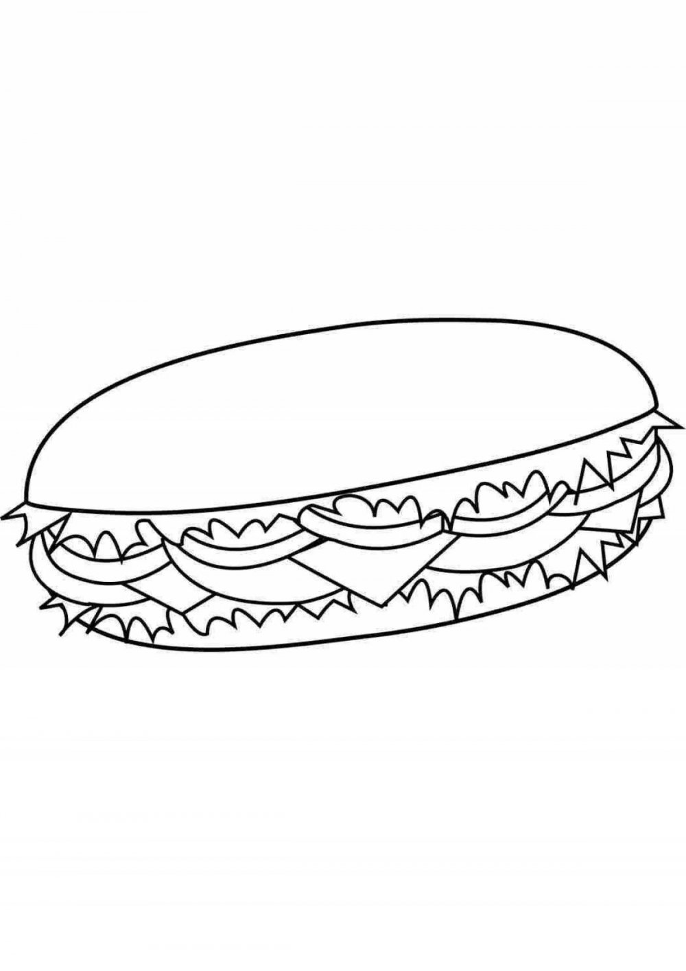 Сэндвич с колбасой вектор