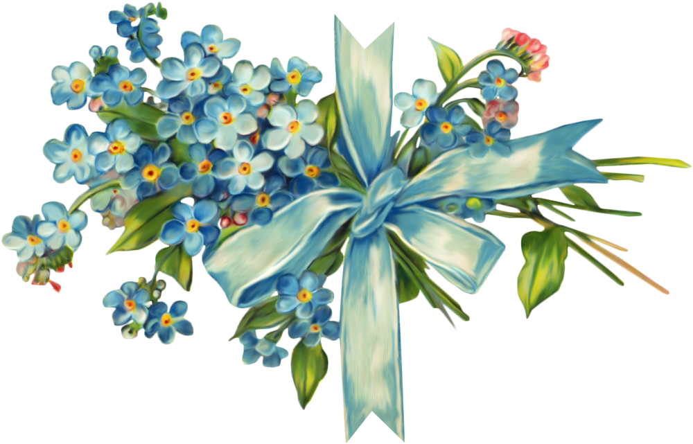 Голубые цветы на прозрачном фоне