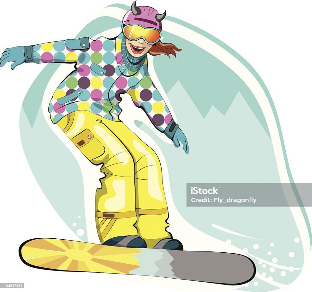 Сноубордист на жёлтом фоне
